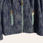 Sail To Sable Navy Blue Tweed Zip Up Bell Sleeve Jacket Size Small Photo 1