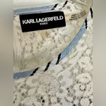 Karl Lagerfeld  Paris Laced striped light blue‎ and white blouse small Photo 3