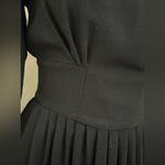 Laura Ashley Black Vintage 1990’S Long Sleeve Black Bow Wool Dress Pleated Sz 8 Photo 5