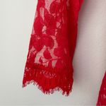 Free People Floral Lace Mesh Dress in Hot Red Attached Adjustable Slip Scalloped Photo 7