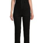 Good American Denim Jumpsuit Flightsuit Point Collar Straight Leg Black Size 1 Photo 8