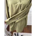 Joan Rivers  Ivy Moss Green Split Neck Collar Long Sleeve Popover Shirt S Photo 6