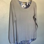 One World V-Neck Top Purple Grey Large Photo 3