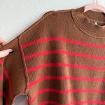 Free People Easy Street Brown and Red Striped Cropped Rib Knit Sweater size XS Photo 4