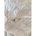 ZARA Womens Jumpsuit White Floral Eyelet V Neck Sleeveless Wide Leg Boho Large Photo 3