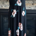 Loveappella  Black Maxi Dress with Floral Print Photo 0