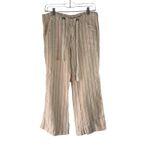 Elan  Women's Size Small 100% Linen Striped White Pink Flowy‎ Pants Photo 1