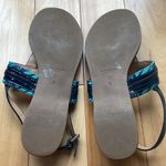 Coach  Sammy blue and green canvas navy hardware and patent detail sandals Photo 4