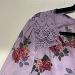 Self Esteem  Lavender Floral Semi Sheer Blouse with Bell Sleeves Photo 2