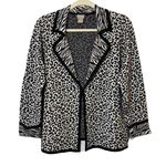 Chico's  Women Black White Open Front Cheetah‎ Print Cardigan Sweater Size 2 Photo 0