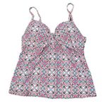 Island Escape Valencia Underwire Tankini Top White Size 8 Pink Photo 0