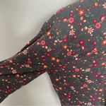 Matilda Jane Top Floral Ruffle Pleated Bib 3/4 Sleeves Split Neck Dark Grey Pink Photo 8