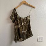 Gibson  Silk Blend Gold Metallic One Shoulder Blouse Size M Photo 1