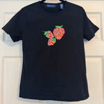 Karen Scott Vintage Sequin Strawberry Short Sleeve Tee Size M 100% Cotton Photo 0