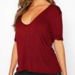 Maroon Berry Red Extreme V Front Oversized T Photo 1