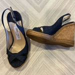 Jimmy Choo  Women’s Denim Cork/Espadrille Slingback Wedge Sandals Size 35.5 Photo 0