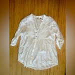 True Grit Sheer Buttonup W/ White Floral Embroidery & Tuxedo Style Front Panels XL Photo 3