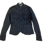 Kenna T womens biker core leather moto jacket black button front size medium Photo 4