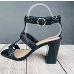 Banana Republic Sandal Size 7.5 Black Woven Strap Block Heels Photo 0