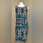 JM Collection s Blue Black White Paisley Design Sleeveless Dress SZ L Midi Photo 4