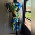 Y2K En Focus Studio gathered drop hem floral short sleeve dress, size 10 Black Photo 6