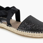 Reaction Kenneth Cole  ‘Luna’ Black Glitter Espadrilles Sandals Shoes Size 9‎ Photo 0
