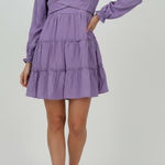 Altar State Lavender Square Neck Tiered Mini Dress Long Sleeve Size L Purple Size L Photo 0