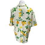 ZARA White Linen Lemon Print Short Sleeve Button Up Shirt Blazer Coat Jacket M Photo 1