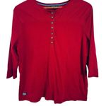 Lauren Ralph Lauren Womens Henley Shirt Size 2X Red Ribbed Cotton 3/4 Sleeve Photo 0