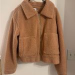 Princess Polly  brown zip up sherpa jacket size US 10 Photo 0