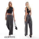 ASOS Design Petite Cord Barrel Pants in Charcoal Grey Size 2P Photo 2
