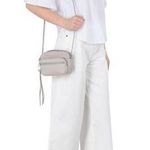 DKNY NWT New Womens Gray Stone Cross Body Bag Handbag Logo Silver Leather Chain Photo 0