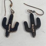 Saguaro Sterling Silver Cactus Multicolor Stone Inlay Pierced Dangle Earrings Photo 3