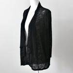 Kasper Black Sheer Lace Waterfall Long Sleeve Cardigan Sweater Medium Photo 3