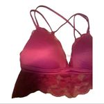 PINK - Victoria's Secret Pink Pretty Burgundy Lace Trimmed Bralette Strappy Padded Push-Up Photo 2