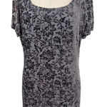 Laura Ashley  Vintage Floral Flocked Velvet Whimsigoth Maxi Dress Gray Size US 12 Photo 2