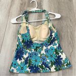 Lands' End  Tankini floral halter womens Blue (size 8) 70s bright colorful swim Photo 2