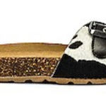 Seychelles  speechless sandal black cow print Italy real fur 6.5‎ Photo 0