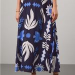 Fifteen Twenty Blue Black Abstract Floral Print Side Slit Lexi Skirt Size XL Photo 0