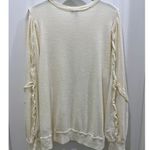 Pilcro and the Letterpress PILCRO Anthropologie Ruffle Sleeve Ivory Pullover Modal Boho Sweater Sz XL Photo 6