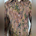 Tudor Court by Haband Vintage Woven Tapestry Floral Brocade Button Up Jacket Brown Size L Photo 3