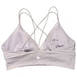 Lululemon  Women’s Sz 10 Dark Chrome Gray Lilac Pushing Limits Strappy Sports Bra Photo 6