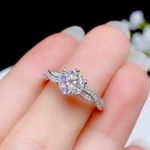 18K White Gold Plated Adjustable 1 CT CZ Diamond Wedding Ring for Women Silver Photo 2