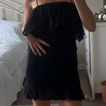 ZARA  Eyelet Black Mini Ruffle Dress Photo 0