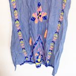 Lulalife Cotton Blue Colorful Embroidered Mini Short Sleeve Summer Dress Size XS Photo 2