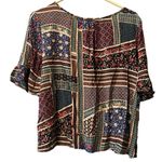 American Eagle  Flounce Floral Patch Short Sleeve Lace‎ Up Top Size Sz Small Boho Photo 1