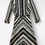 VTG 70s Eleanor Brenner ILGWU Dress Jacket 2 Piece 3/4 Striped Belt Posh Preppy Black Size 6 Photo 0