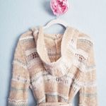 Anthropologie Sleeping On Snow Cream Striped Open Knit Button Down Belted Wool Blend Cardigan Photo 5