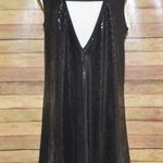 Olsenboye Black Sleeveless Sequins Party Cocktail Dress Size L Deep V Back LBD Photo 5