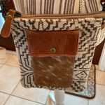 Myra leather & canvas Brown Cellphone Crossbody Photo 1